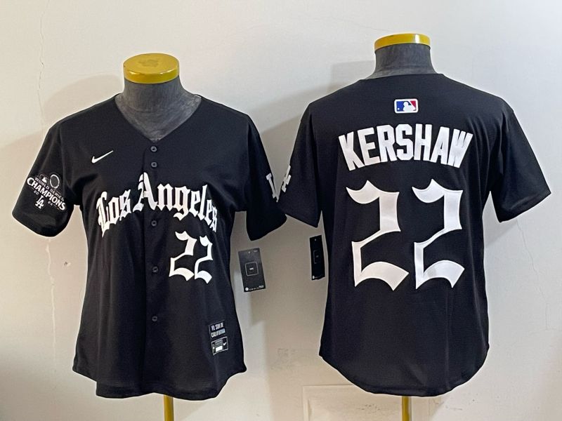 Women Los Angeles Dodgers #22 Kershaw Black 5th Jointly Name 2026 Nike MLB Jersey style 04->women mlb jersey->Women Jersey